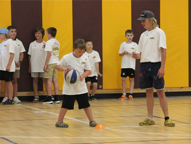 Teaching kids to play basketball