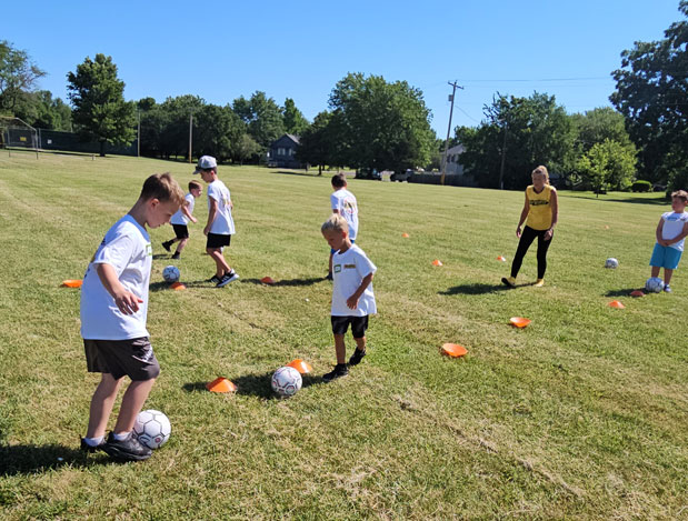 Kids playing soccer