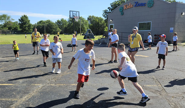 Children playing basketball