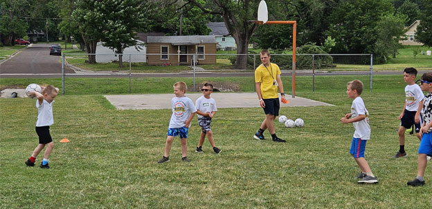 Kids playing soccer